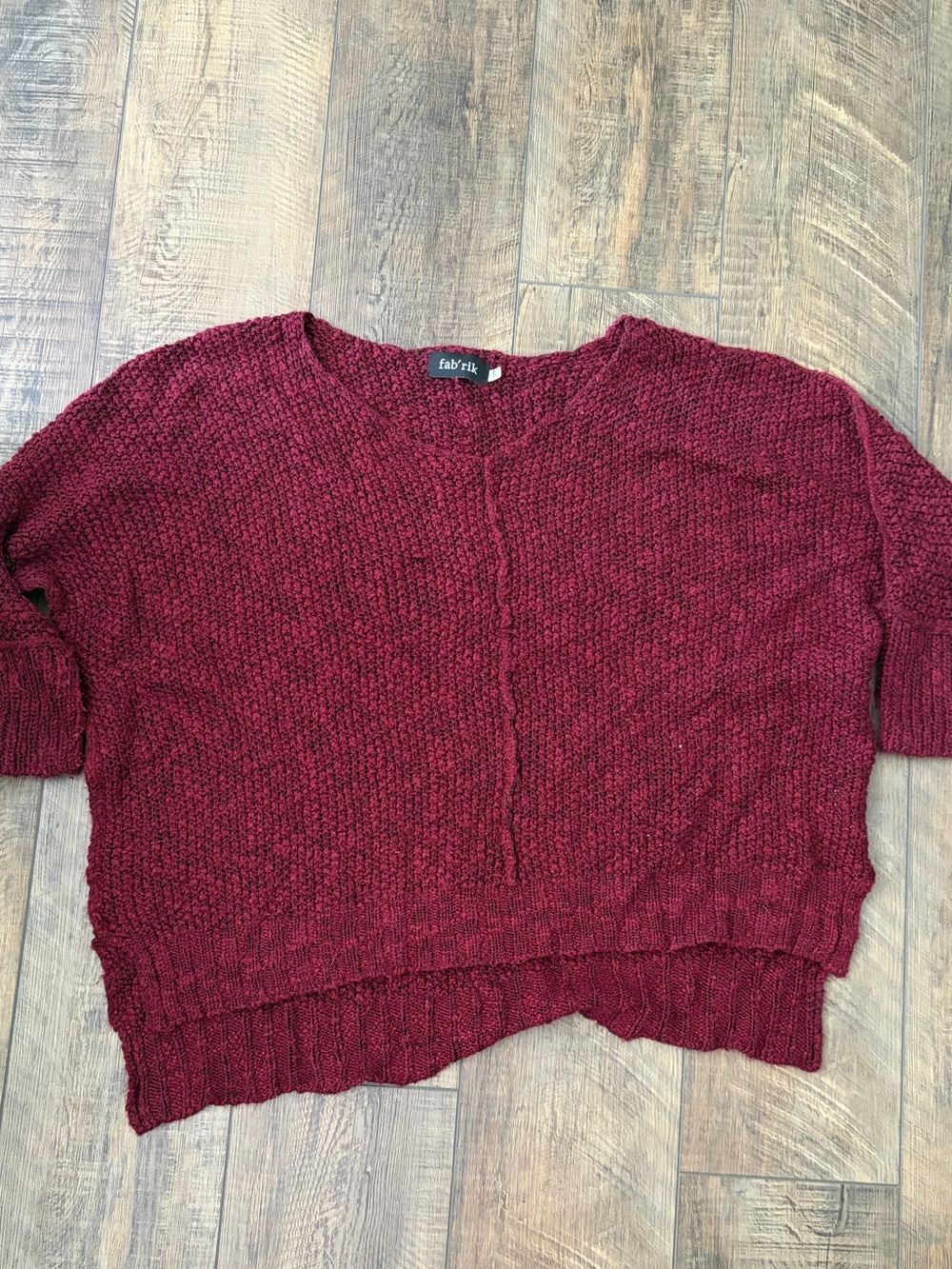 fab'rik Marled Burgundy Crewneck Knit Sweater